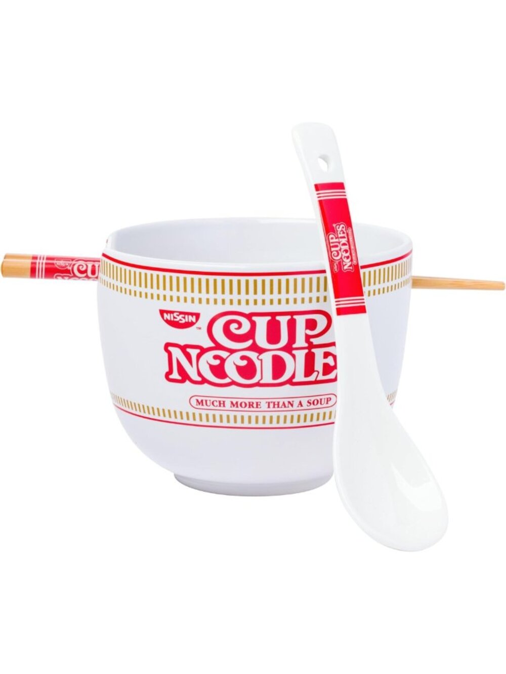 Ceramic Ramen Bowl Set with Chopsticks & Spoon - 20oz Cup Noodles Design